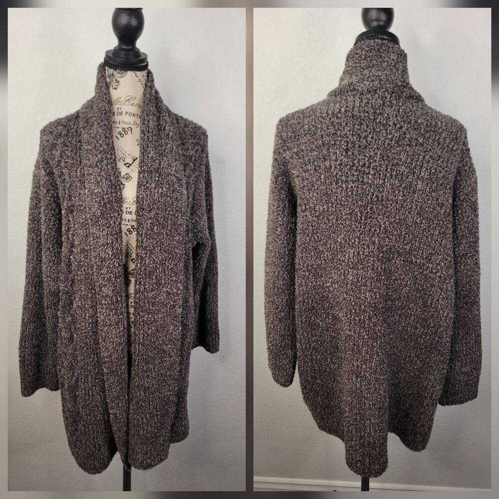 Barefoot Dreams Cardigan Sz XL Cozychic Thick Knit Cardi Brown Heather Cabin